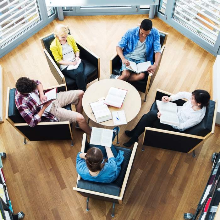 college study group sitting around a round table