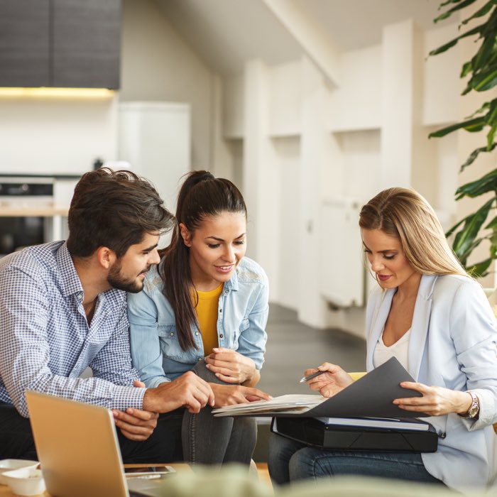 People reviewing documents