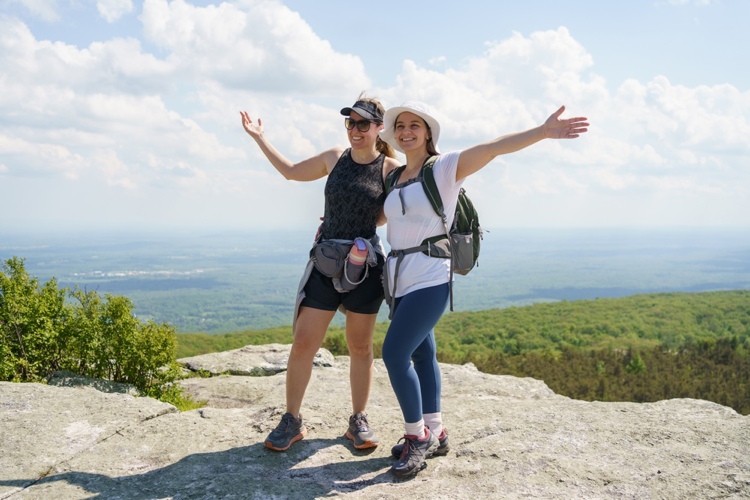 couple hiking on a mountain