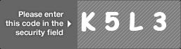 captcha code for visual authentication  letter K number 5 letter L number 3