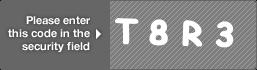 captcha code for visual authentication  letter T number 8 letter R number 3
