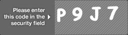 captcha code for visual authentication  letter P number 9 letter J number 7